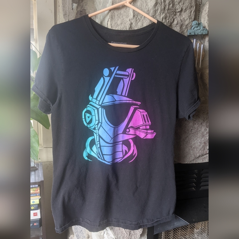 Fortnight Black T-Shirt with Colorful Llama Robot Design